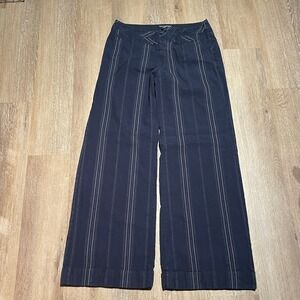 Banana Republic Dark Blue Striped Wide Leg Pants
